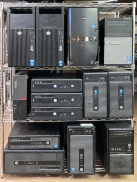 Inventory shelf compilation of PC towers
